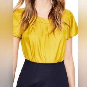 Boden Hot Mustard Yellow silk blend blouse size 18